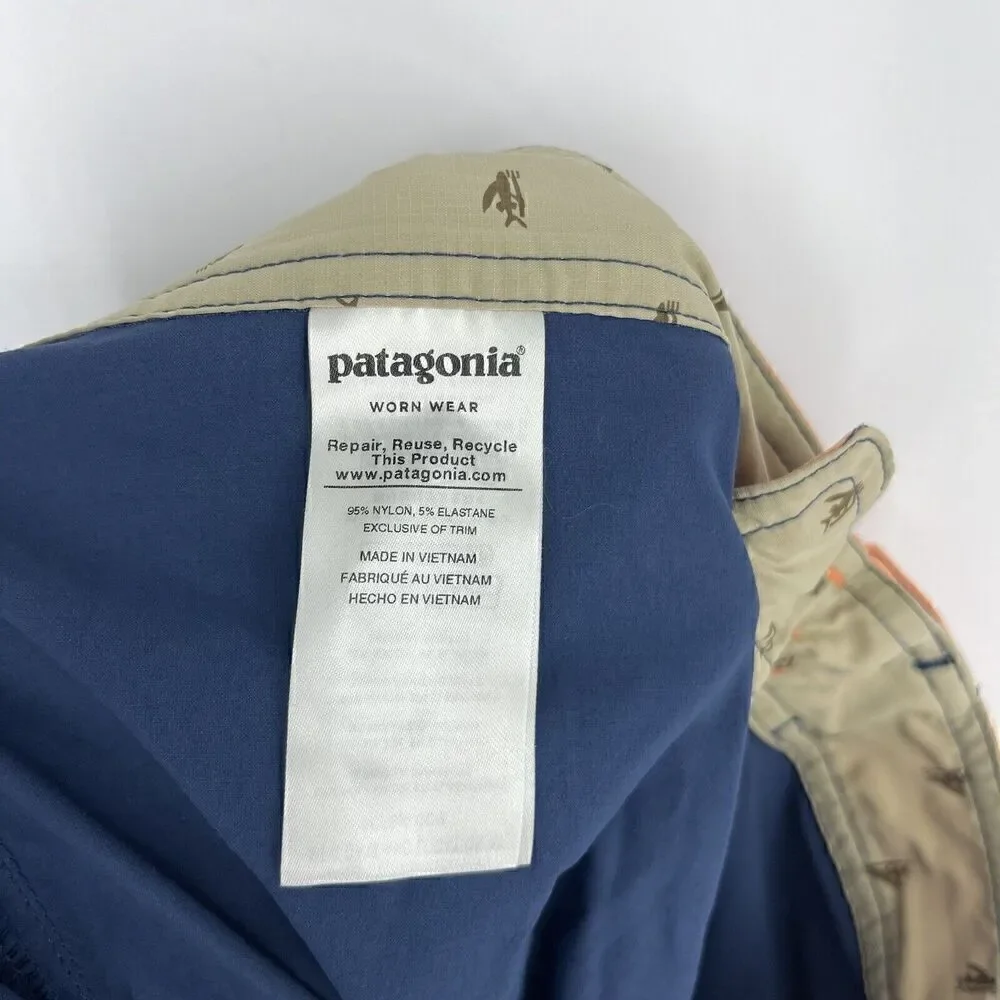 Patagonia Wavefarer Board Shorts Size 34 Mens Navy Pink Colorblock Swim Trunks